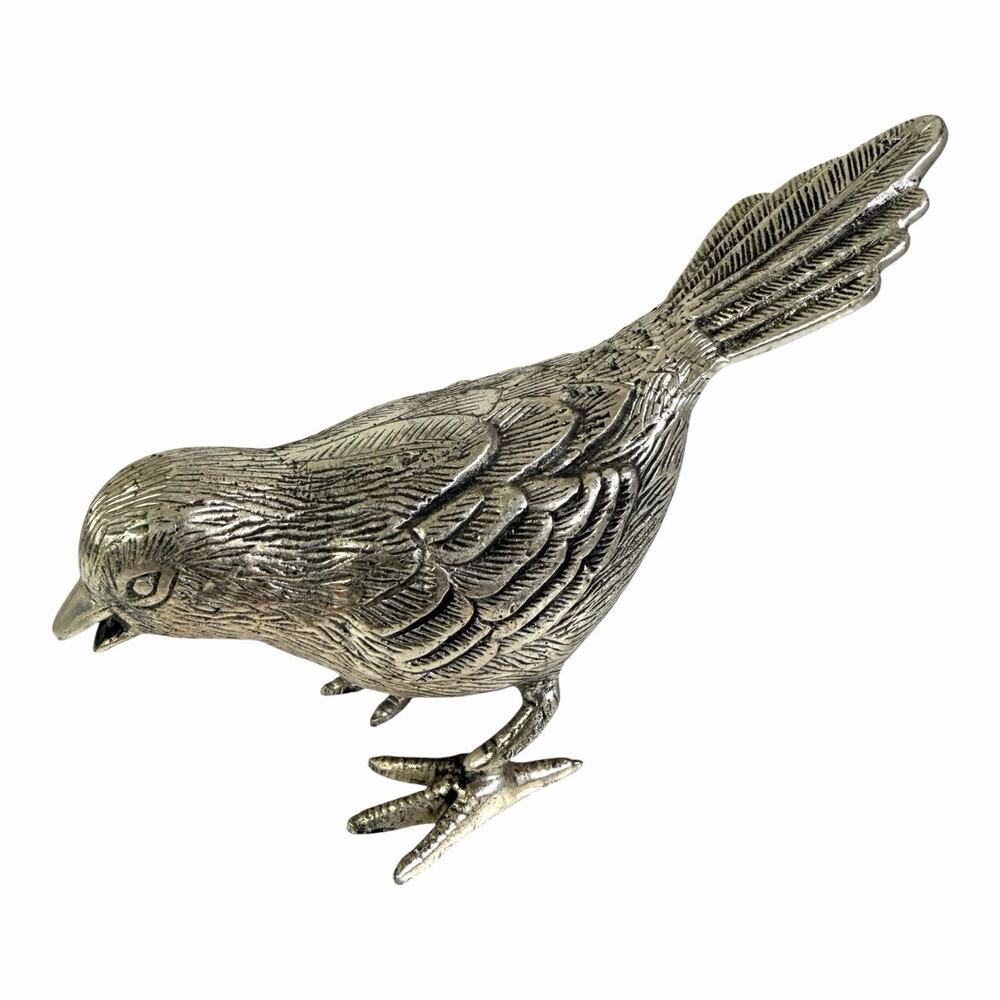 VTG EPNS Silver Plated Songbird Cast Aluminum Songbird Figurine Textured 5.5x3.5